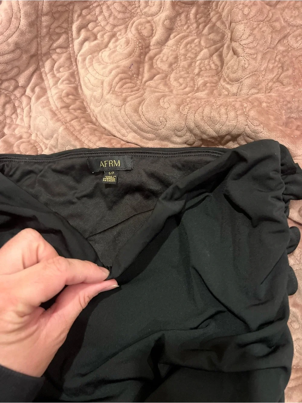AFRM Black Textured Scoop Bodysuit